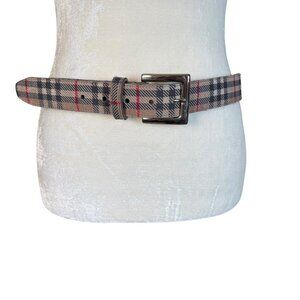 Absolutely Fresh plaid adjustable waist belt with silver buckle size M/L